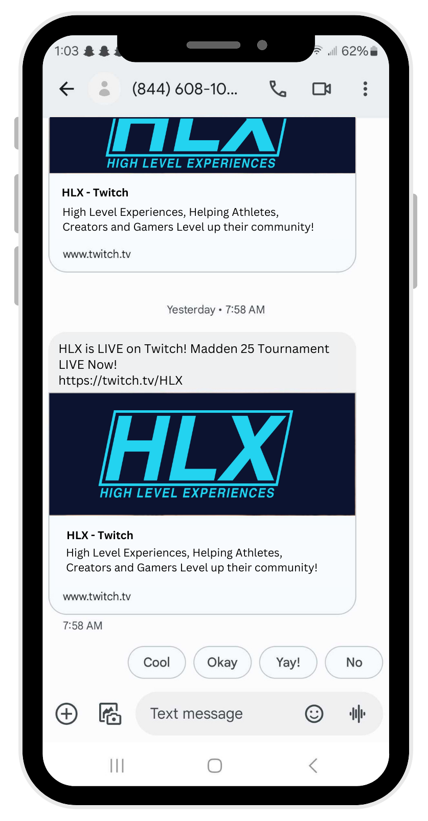 HLX SMS Screenshot